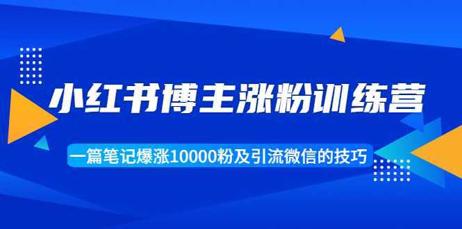 小红书博主涨粉训练营：一篇笔记爆涨10000粉及引流微信的技巧-课程网