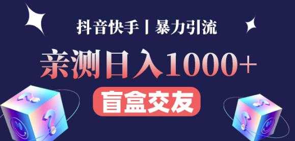 日收益1000+的交友盲盒副业丨有手就行的抖音快手暴力引流-课程网