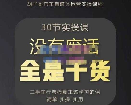 图片[1]-胡子哥·汽车自媒体运营实操课，汽车新媒体二手车短视频运营教程-价值8888元-课程网