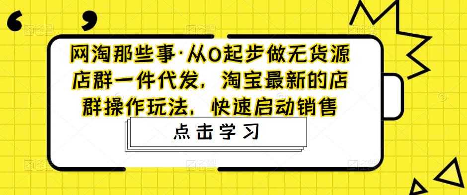 网淘那些事·从0起步做无货源店群一件代发，淘宝最新的店群操作玩法，快速启动销售-课程网